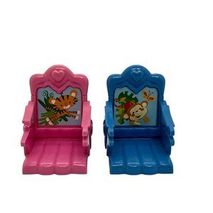 Fisher Price Loving Family Dollhouse Twins Pink & Blue Booster Seats Furniture